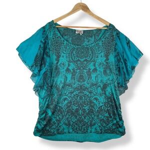 Lavish Plus Size Top Womens Size 2X Soft Grunge Gothic Flutter Sleeves Y2K 2000s